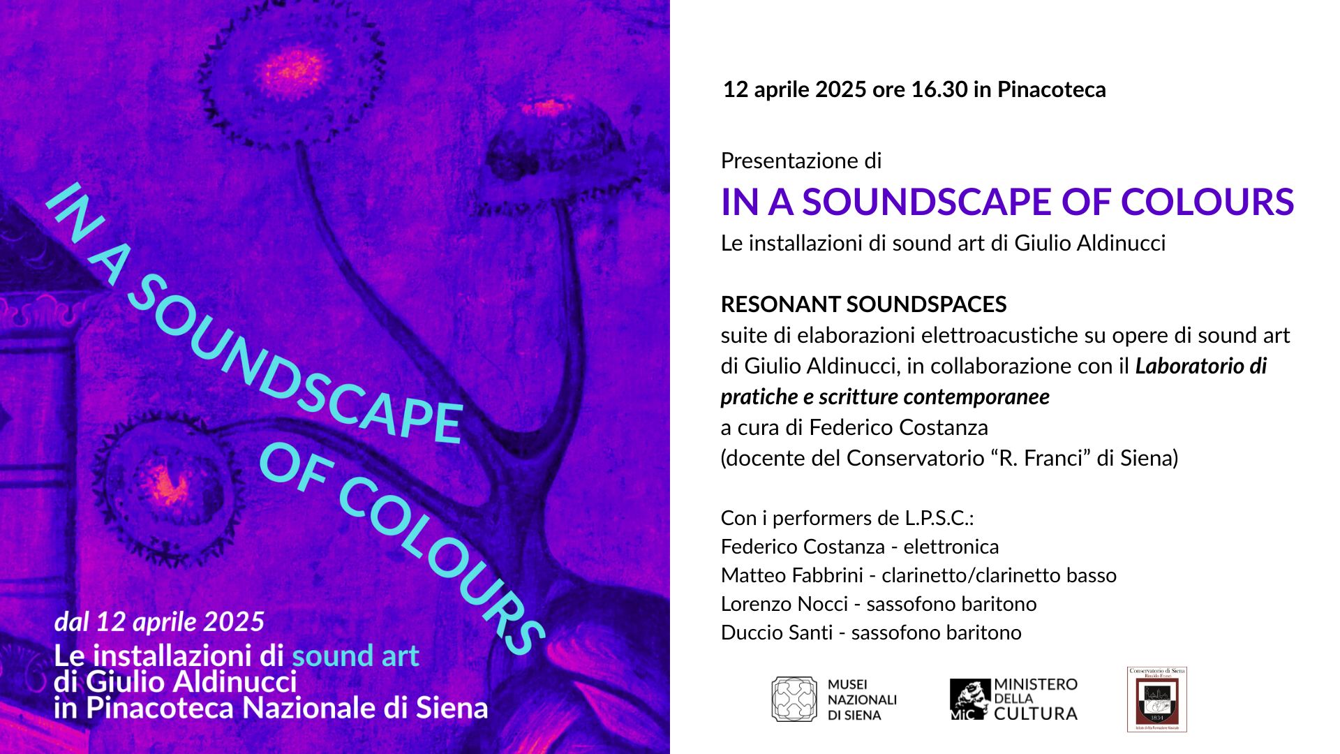 "In a Soundscape of Colours": le installazioni di sound art di Giulio Aldinucci in Pinacoteca Nazionale di Siena